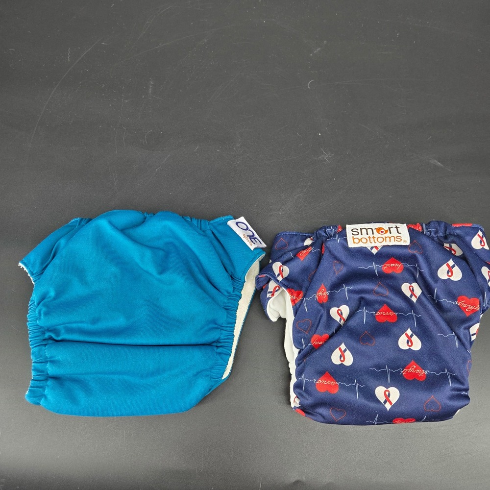GroVia ONE & Smart Bottoms AIO Cloth Diaper Bundle Teal Blue Navy Warrior Heart